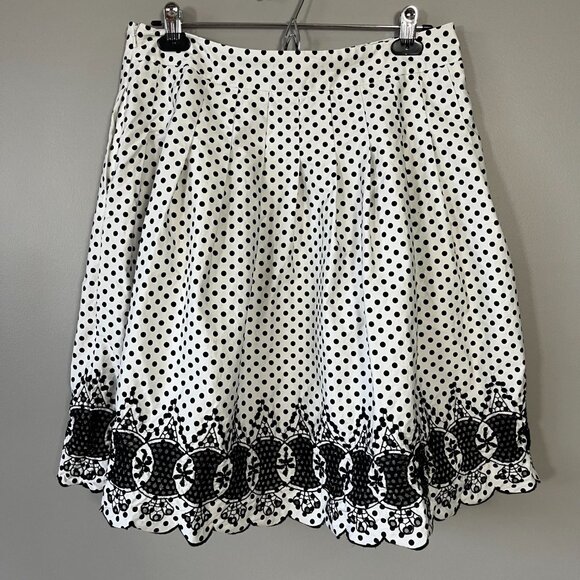 Talbots polkadot embroidered trim full skirt - Picture 4 of 10